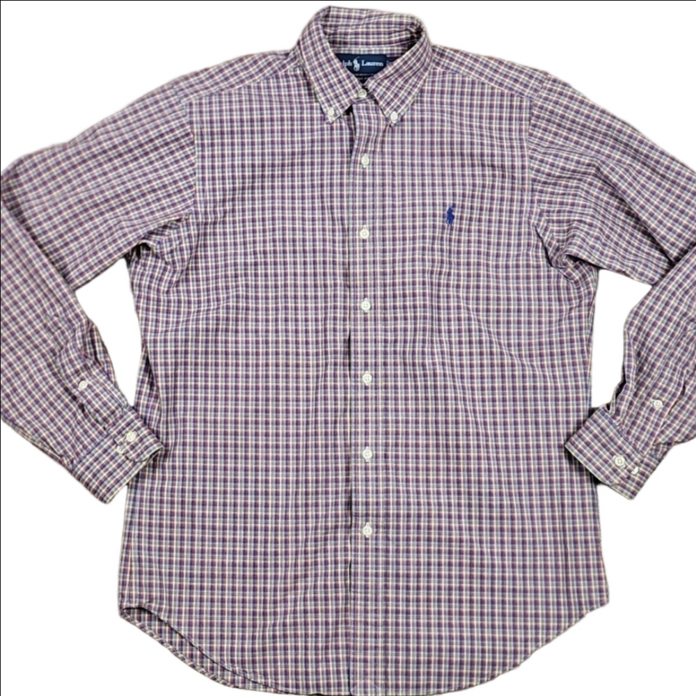 VTG Ralph Lauren Classic Fit 100% Cotton Plaid Long Sleeve Button Down Shirt